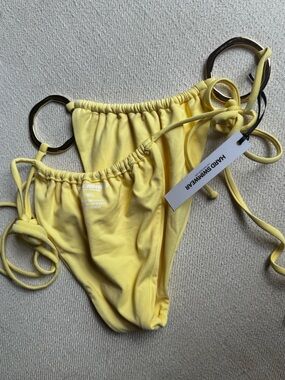 Hard Swimwear Ring-Detail Bikini Bottoms color limoncello!
